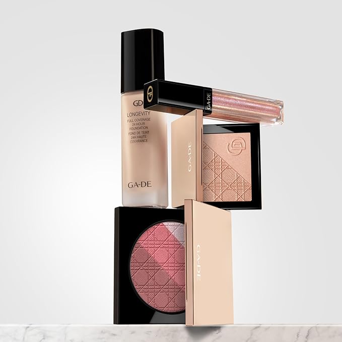 GA-DE Glow FX Natural Face Palette - Blush for Cheeks, Bronzer Powder, and Highlighter Makeup - Enriched with Jojoba Oil - 139 Blooming Chic - 0.42 oz