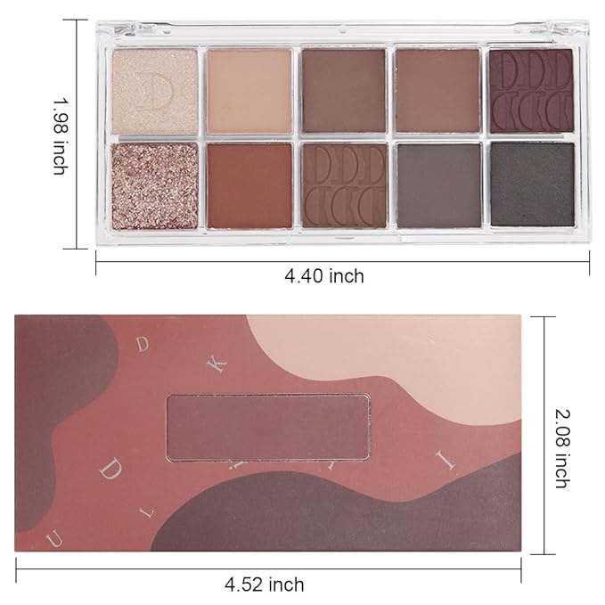 10Colors Gold Brown Gray Colorful Eyeshadow Palette Makeup,Natural Neutral Highly Pigmented Eye Shadow,Naturing-Looking Long Lasting Waterproof Blendable Hypoallergenic Suitable for Beginners