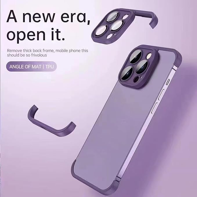 for iPhone 16 Pro Max Frameless Bumper Case with Camera Lens Protector, Slim Fit No Back No Frame Design TPU Bumper Compatible with MagSafe Excellent Heat Dissipation Minimalist (Titanium Gray)