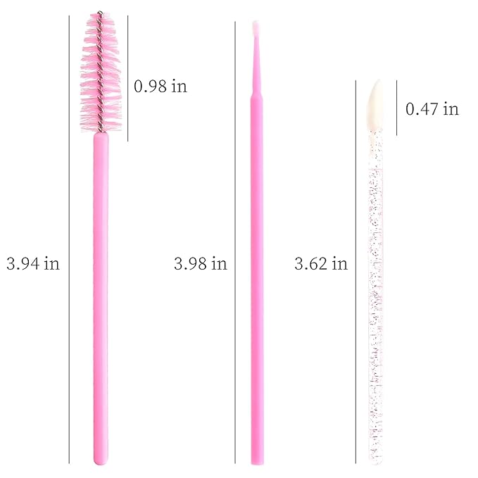 300 PCS Eyelash Extension Supplies Kit Disposable Micro Swab Brush Eyebrow Spoolies Lip Stick Brush Mascara Wand Applicator Makeup Brush Tool (Pink Sets)