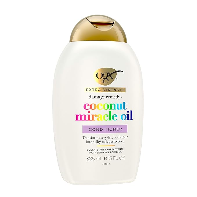 OGX Extra Strength Damage Remedy + Coconut Miracle Oil Conditioner for Dry, Frizzy or Coarse Hair, Paraben-Free, Sulfate-Free Surfactants, 13 Fl Oz