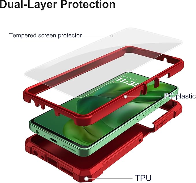 Ailiber Case for Motorola G Stylus 5G 2025, Moto G Stylus 2025 Phone Case with Screen Protector, Dual Layer TPU Bumper Protective, Rugged Silicone Scratch Resistant, Heavy Duty Shockproof Cover-Red
