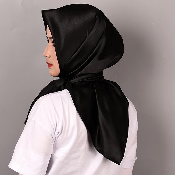 35 x 35 Women's Fashion Pattern Large Square Silk Like Hair Scarf Head Sleeping Wrap Satin Neck Bandana for Gift…