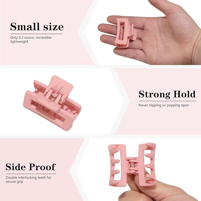 Cobinaan Hair Clips for Women Girls, Small Claw Clips for Thin/Medium Thick Hair, 1.5 Inch Mini Hair Jaw Clips, Matte Rectangle Nonslip Clip - Light color, 10 Pieces