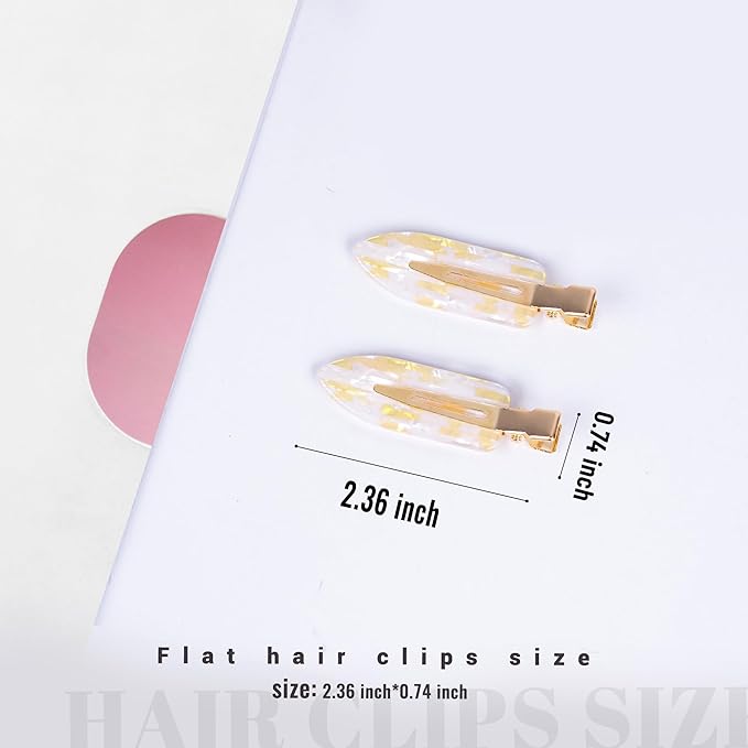 No Crease Creaseless No Bend Hair Clips For Styling Non Slip Flat Clips For Makeup Hair Accessories For Women,White Gold Color,12 PCS