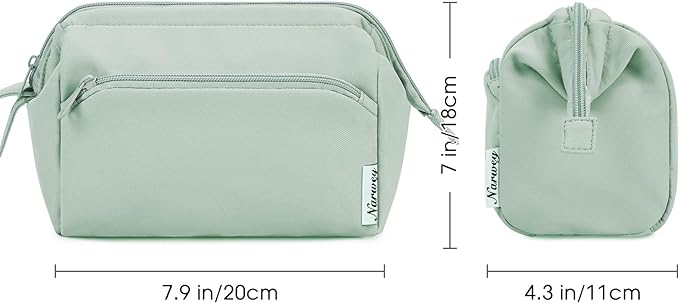 Narwey Wide-open Makeup Bag Women Girls, Travel Toiletry Bag for Women Cosmetic Bag Organizer Make up Bag with Compartments Toiletries Medicine Bag (Mint Green)