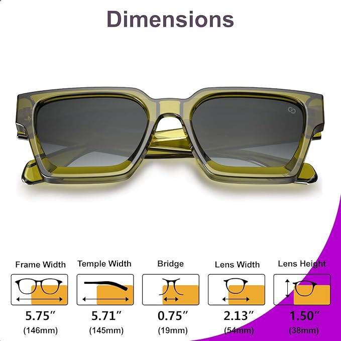VISOONE Fashion 100% UV400 Protection Rectangle TR90 Y2K Sunglasses Accessories for Women Men RIVER