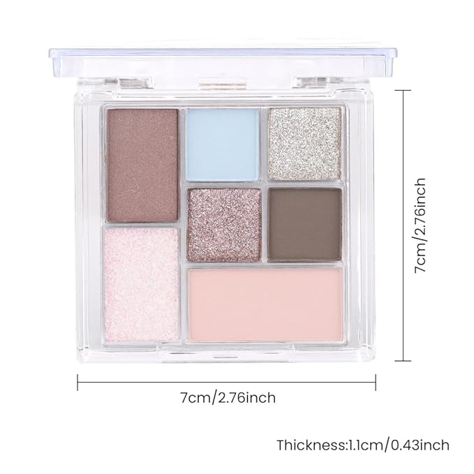 Seven Color Matte Shimmer Eyeshadow, 7 Sky Blue Nude Champagne Gold & Black Brown Series Pressed Powder Eyeshadow, Daily Silky Makeup Eyeshadow Palette,Easy to Carry,Vegan & Cruelty-Free, 24# 0.25 Oz