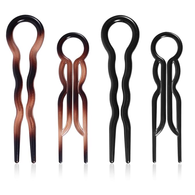 4pcs Hair Pin, 2 Styles 2025 New Elegant French Twist U-Shaped Hairpin Clips Accessories Supplies for Women All Hair Types & Any Occasion