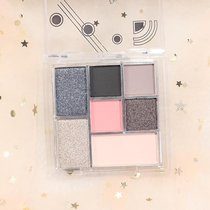 Seven Color Matte Shimmer Eyeshadow Makeup Palette,7 Black Gray Nude & Dark Pink Dark Purple Dark Blue Series Silky Pressed Powder Eye shadow, Daily Prom Makeup Eyeshadow Box, Vegan & Cruelty-Free 23#