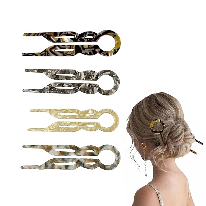 4PCS Hair Pins for Women,French Hair Pin,Lialys Hair Pins for Thin Thick Hair,2 Unique Patterns (4PCS(A))