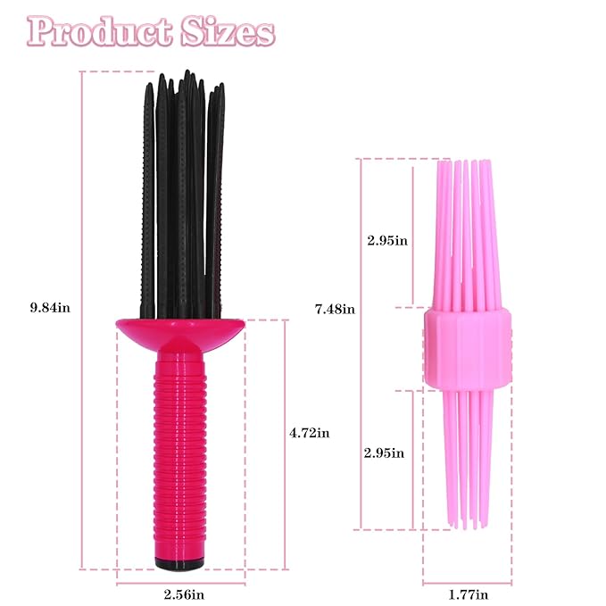 2PCS Curling Roll Comb, Curling Roll Comb for Curly Hair, Three Different Sizes of Styler for Curly Hair, Hair Curling Roll Comb, Hair Tools for Casual Wear or Special Events