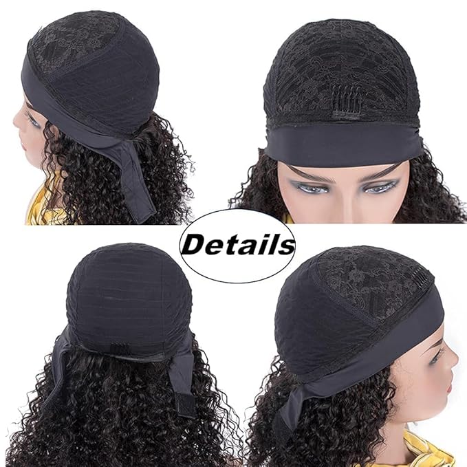 20 Inch Headband Wig Human Hair for Women Long Curly Hair Deep Wave Wig Natural Color
