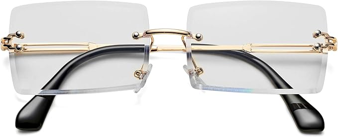 Rectangle Sunglasses for Men/Women Small Rimless Square Shade Eyewear