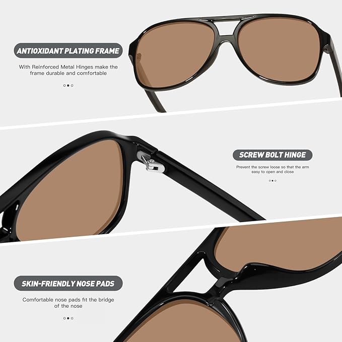 YDAOWKN Retro Aviator Sunglasses for Women Mens Large Frame Classic Vintage 70s Sun Glasses Aviators