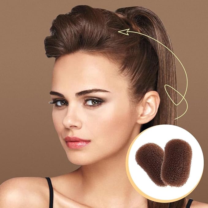 2Pcs Charming Bump It Up Volume Inserts,Bump It Up Hair Pads,Hair Styling Accessories,Do Beehive Hair Base Styling Clip Accessories for Women Lady Girl (Coffee)