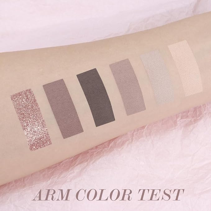 6 Colors Glitter Matte Eyeshadow Palette, Natural Nude Smoky Black Coffee Wine Red Sparkly Eyeshadow Palette Makeup, Smokyd Eye Shadows Palette Long Lasting Naturing-Looking Women Girls Eye Shadow 02