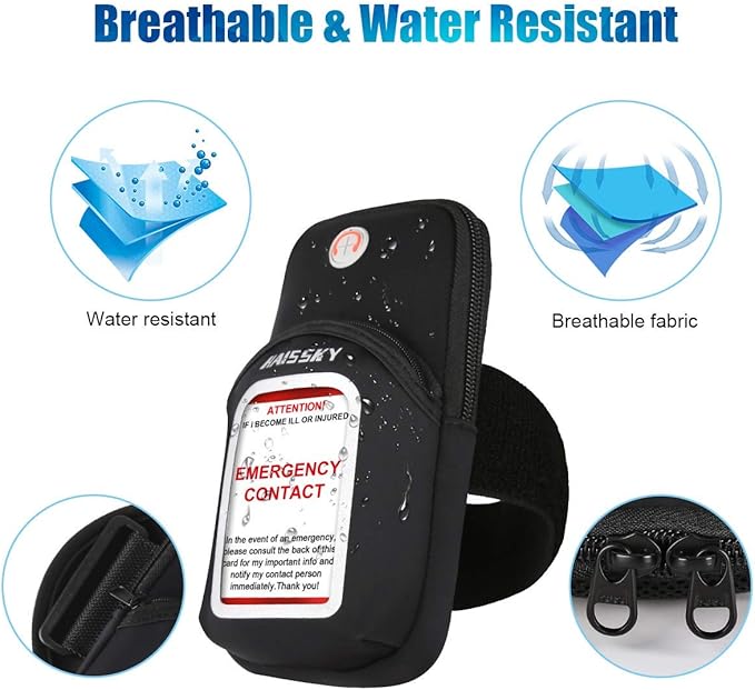 Cell Phone Pouch Running Armband Case for iPhone 15 14 13 12 11 Pro Max XS XR X 8 7 Plus Samsung S22 S21 up to 6.9", Running Phone Holder Sports Arm Bands for Walking Gym Exercise Fitness