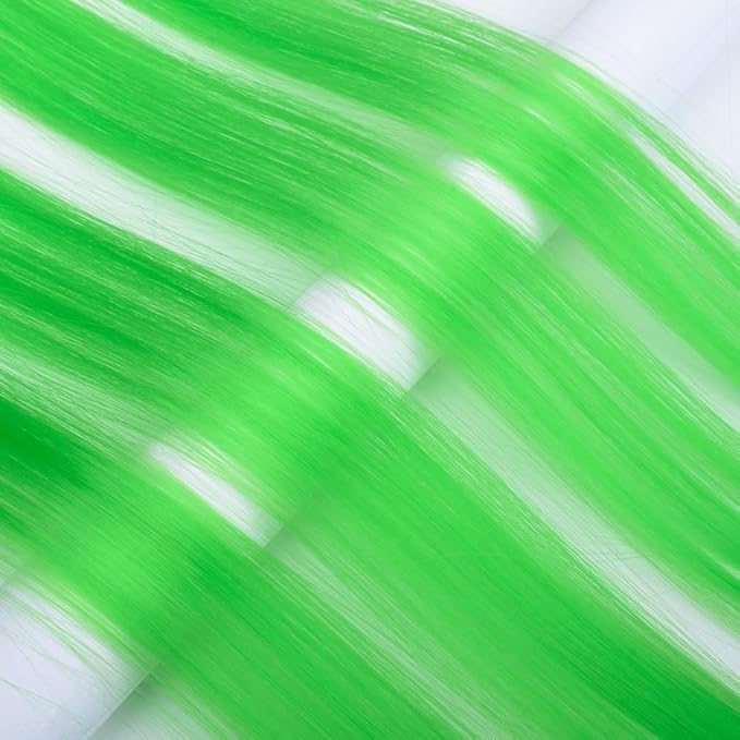 20 inch Green Clip in on Hair Extensions Colored Hair Accessories Party Highlights Long Straight Synthetic Hairpieces for Women Kids Girls16 PCS(Green)