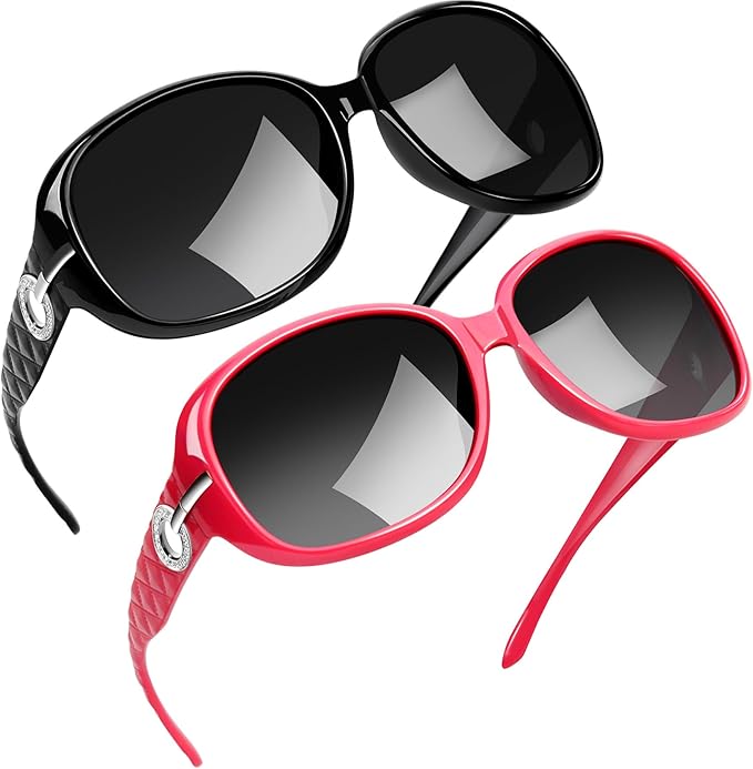 Joopin Big Womens Sunglasses Polarized Trendy Sun Glasses Large Rectangle UV Protection Rhinestone Sunnies