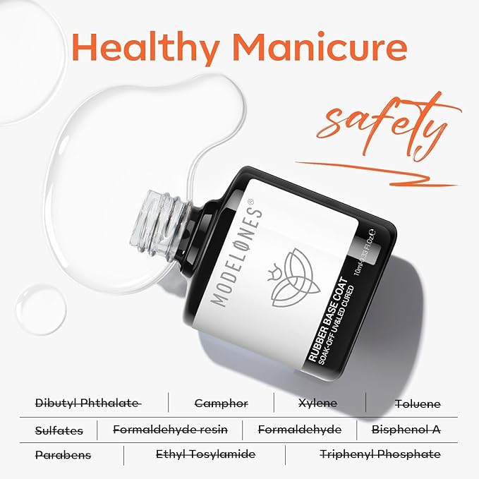 modelones Milky White Rubber Gel Base Coat, 6 in One Builder for Strengthen Apex Building Extension Long Lasting Protect Color Based Gel Polish Manicure for Fragile Nails Art Home Salon