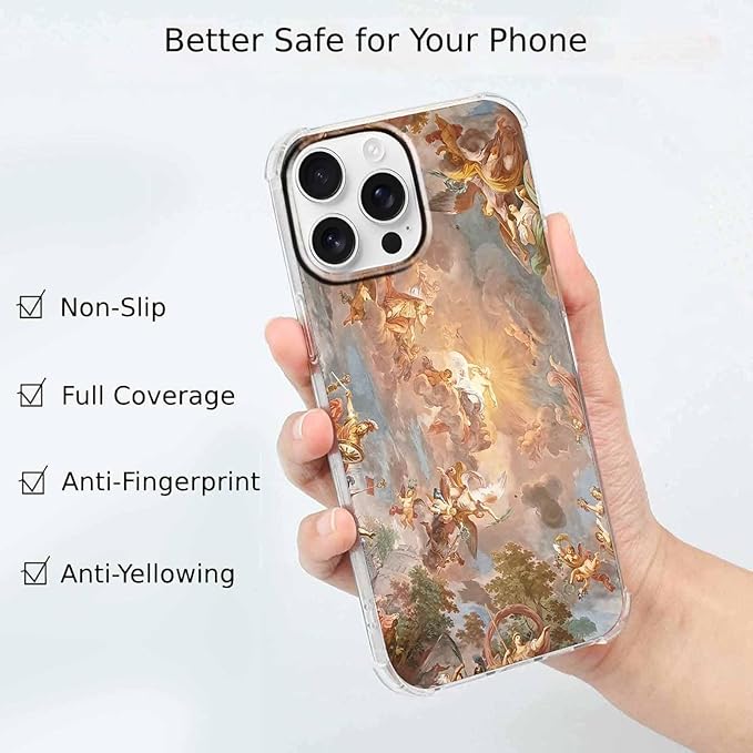 Case for iPhone 16 Pro with Renaissance Art Design,Cute Angel God Greek Mythology Painting,Clear Soft TPU Bumper Case,6.3"(Mythology,16pr)