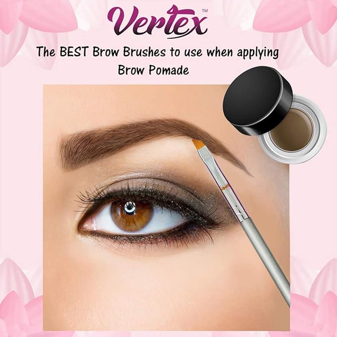 Eyebrow Brush Kit Thin Angled - Eye Brow Concealer Contour Brush to Shape and Conceal Eyes Duo Spoolie Brushes Firm Bristles Definer for Filling Pomade Gel | Defining Arches Winged Eyeliner Stencil