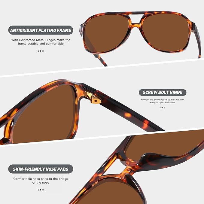 YDAOWKN Retro Aviator Sunglasses for Women Mens Large Frame Classic Vintage 70s Sun Glasses Aviators