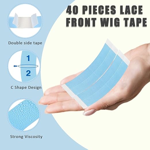 40pcs Wig Tape for Lace Wigs Double Sided Waterproof Wigs Adhesive, Tape Strips for Lace Front Wig Toupee, Hairpiece Hair Tape for Hair Extension
