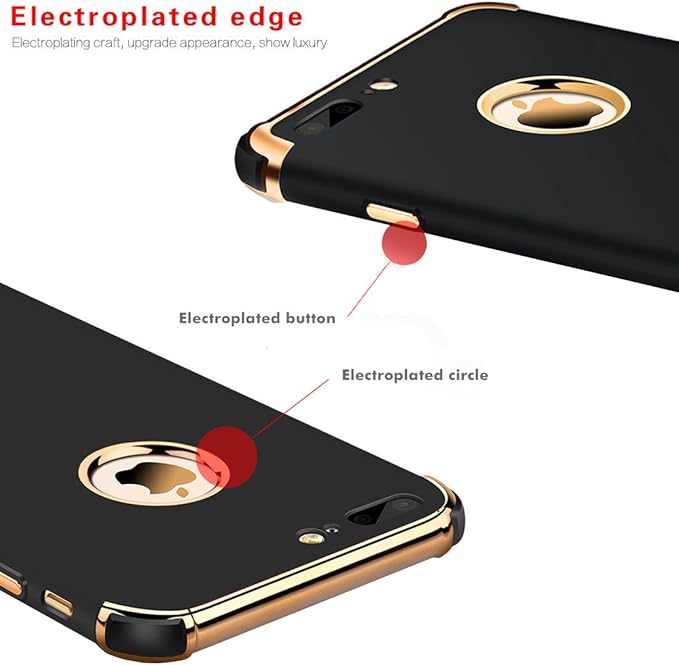 for iPhone 6 Plus Case, Ultra Slim Flexible iPhone 6s Plus Matte Case, Electroplated Shockproof Luxury Cover Case for iPhone 6 Plus (Black)
