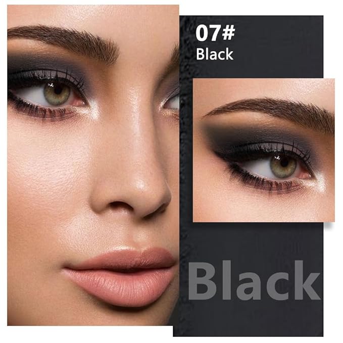 Kaely Pressed Single Eyeshadow Makeup, Black Matte Highly Pigmented Monochrome Eye Shadow Palette, Waterproof Neutral Powde Mini Eyeshadow, sombras para ojos, Lightweight Blendable, 07
