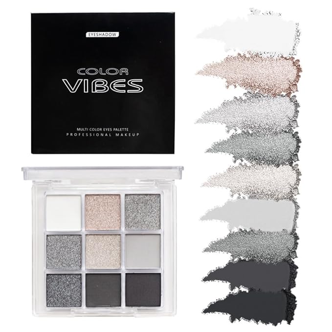 9 Colors Eyeshadow Palette - Dark Punk Smoky Eyeshadow Theme, High Pigmented Blendable Matte & Glitter Shimmer Finishes, Long Lasting Eye Makeup for Christmas & Music Festivals(Dark Punk Smoky)