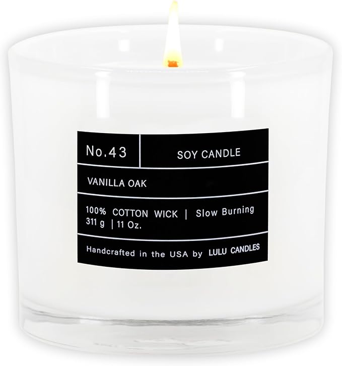 Lulu Candles | Vanilla Oak| Luxury Scented Soy Jar Candle | Hand Poured in The USA | Highly Scented Long Lasting (11 Oz.)