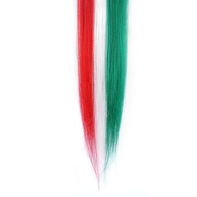 2 Pack Braid Ponytail Extension, Full of Christmas Color Ponytail Extension, with Elastic Tie Straight Tube Sleek Wrap Extension Hair Ponytail Extension 26 Inch (Red/White/Green#)