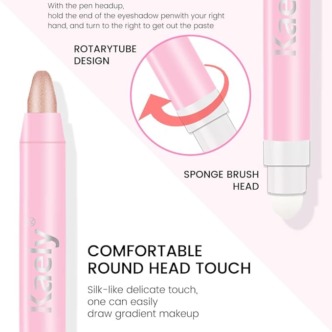 2-in-1 Cream Eyeshadow & Highlighter Stick, Waterproof Champagne Shimmer Eye Shadow Pencil for Women, Long-Lasting Pigmented Makeup, sombras para ojos 13
