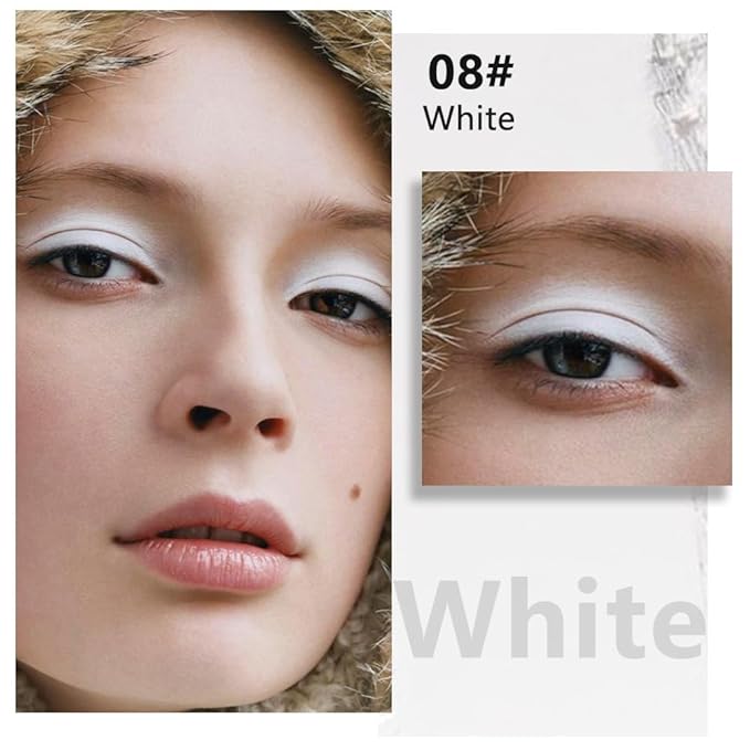 evpct Matte White Single Eye Shadow Palette Makeup for Older Women, White Cream Eye shadow Palette Single for Older Women Matte, High Pigment Waterproof Monochrome Mini Eyeshadow, sombra de ojos