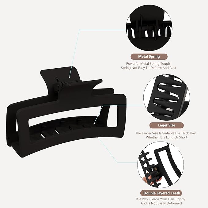 Oversized Claw Clips for Thick, Curly and Long Hair - 5" Non-Slip Jaw Clips with Strong Hold for Women and Girls