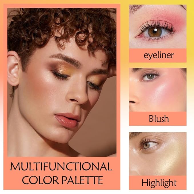 Ten-Color Eyeshadow Palette, Nude Brown Pink Yellow Orange 10 Series Shimmer and Matte Shades, Blendable Powder, Create Exquisite Eye Makeup, Vegan and Cruelty-Free, Built-In Mirror and Brush, 01#