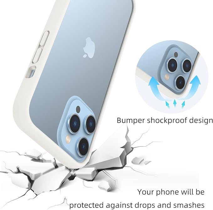 K TOMOTO iPhone 13/13 Pro Bumper Case (6.1 Inch), Liquid Silicone Bumper with Shock-Absorb, Raised Edge Protection, Drop Protection, Silky and Soft Touch Frame, White