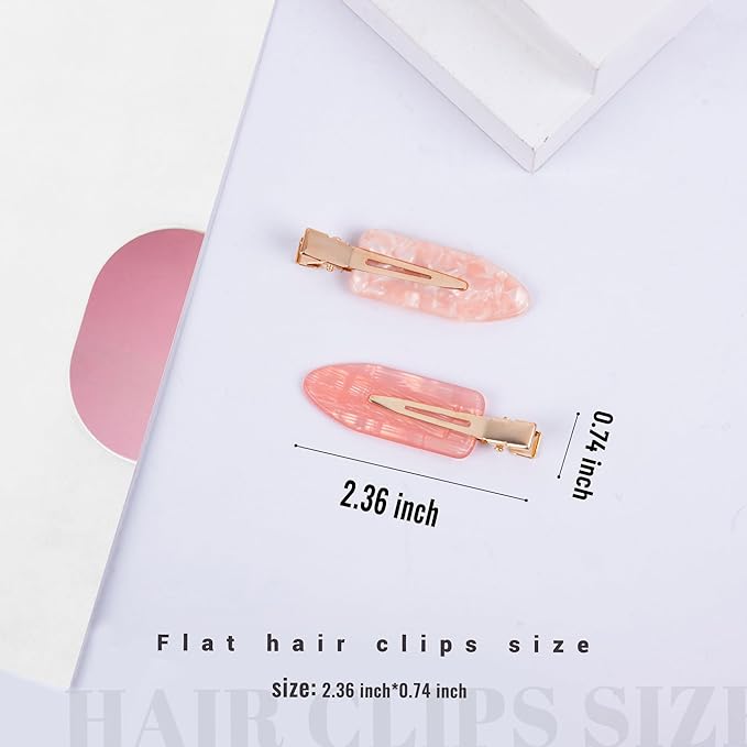 No Crease Creaseless No Bend Hair Clips For Styling Non Slip Flat Clips For Makeup Hair Accessories For Women,Pink,12 PCS
