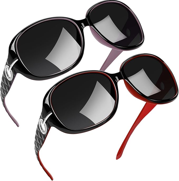 Joopin Big Womens Sunglasses Polarized Trendy Sun Glasses Large Rectangle UV Protection Rhinestone Sunnies