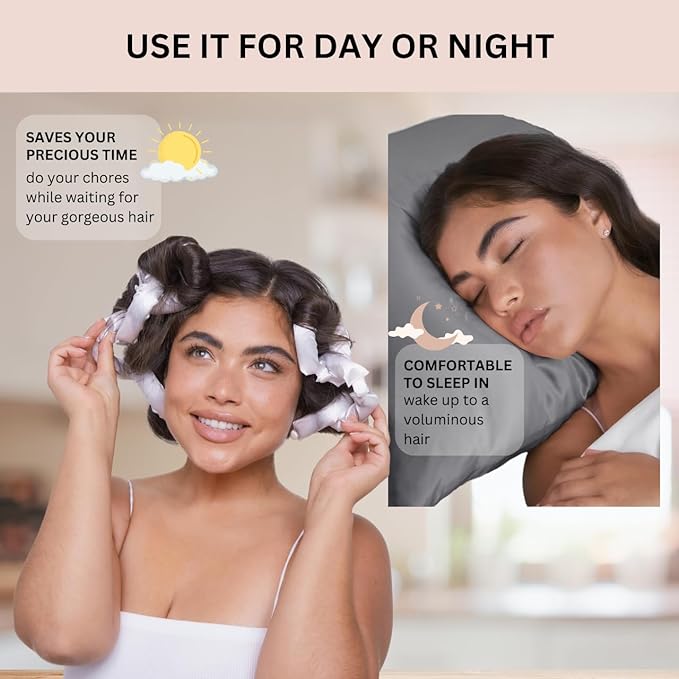 Kitsch Satin Pillow Rollers -Heatless Hair Curler, Hair Rollers, Heatless Curls Overnight, Flexible Curling Rods for Long &Short Hairs, Flexi Rod Curlers to Sleep in, Overnight Blowout Rods-6pc Marble