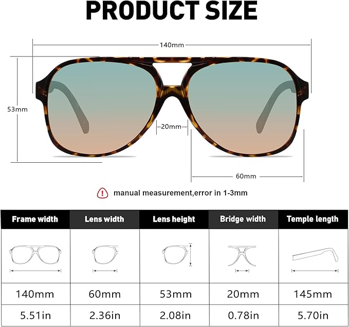YDAOWKN Retro Aviator Sunglasses for Women Mens Large Frame Classic Vintage 70s Sun Glasses Aviators