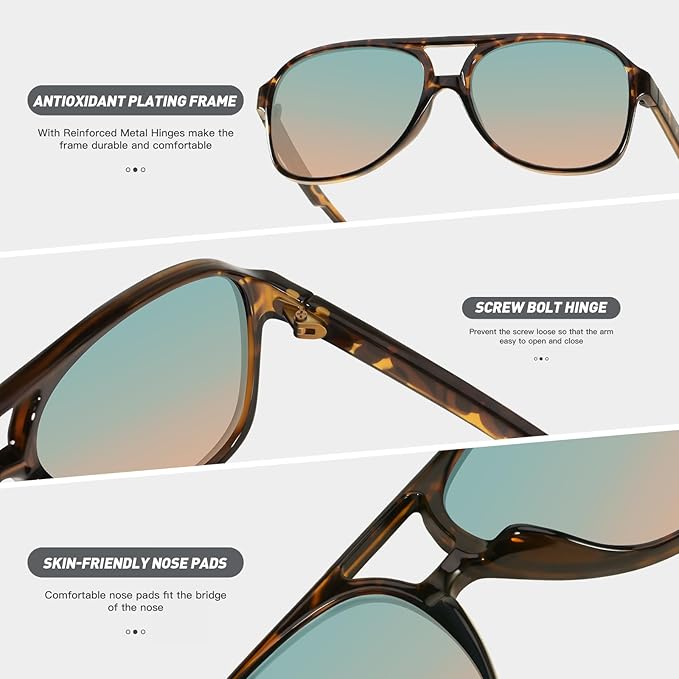 YDAOWKN Retro Aviator Sunglasses for Women Mens Large Frame Classic Vintage 70s Sun Glasses Aviators
