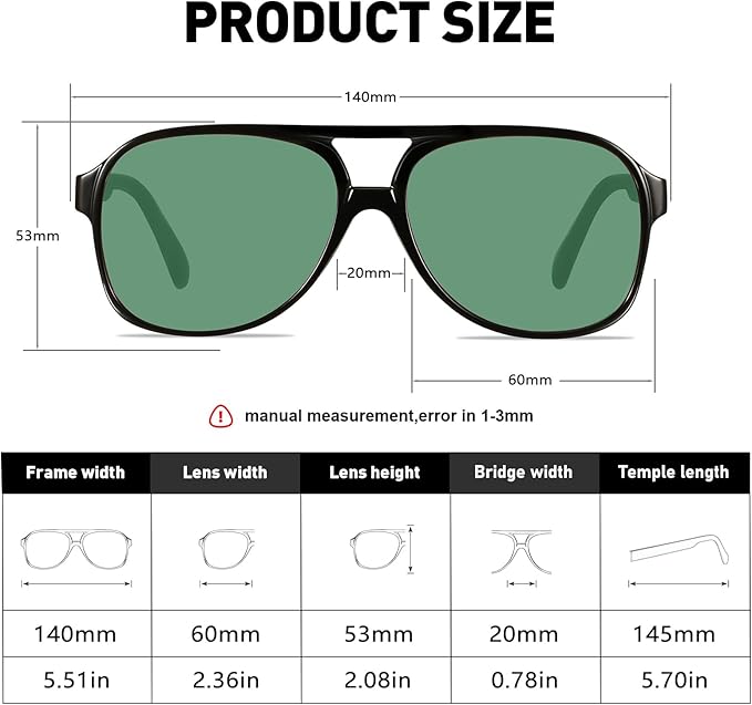 YDAOWKN Retro Aviator Sunglasses for Women Mens Large Frame Classic Vintage 70s Sun Glasses Aviators