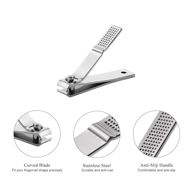 Nail Clippers Set, Ultra Sharp Sturdy Fingernail and Toenail Clipper Cutters with Visibly Tin Case, Silver
