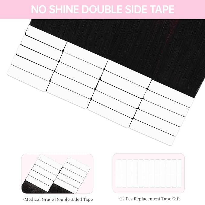 Ombre Tape in Hair Extensions Human Hair,12inch 20 Pcs #T1B/99J Ombre Black to Burgundy Human Hair Extensions,Straight Silky 40g Seamless Invisible Remy Tape ins for Women Girls