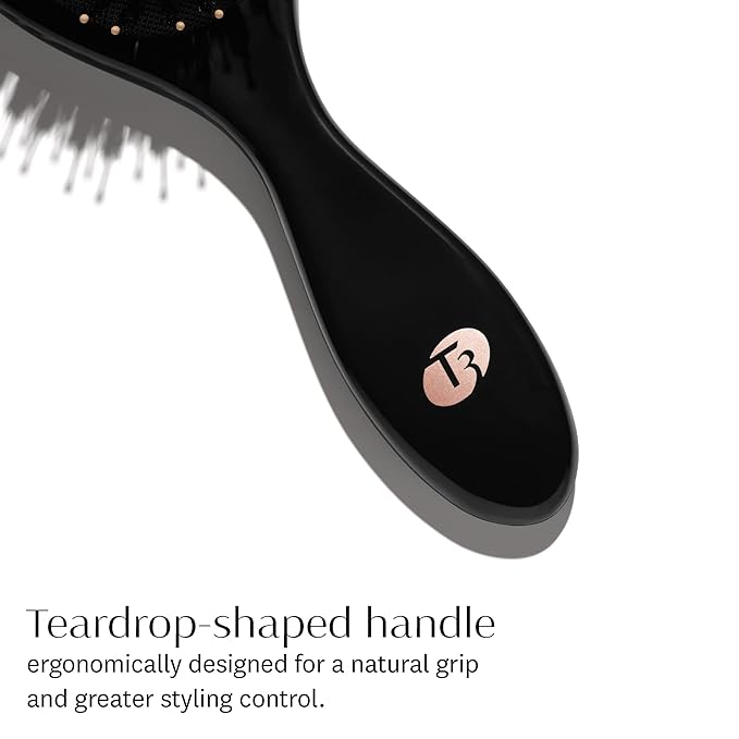 "T3 Polish & Shine Premium Vegan Boar and Nylon Oval Hairbrush with Dual Bristle Design for Smoothing and Detangling"