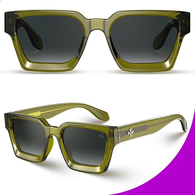 VISOONE Fashion 100% UV400 Protection Rectangle TR90 Y2K Sunglasses Accessories for Women Men RIVER