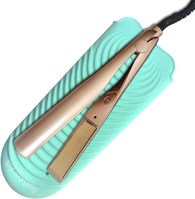 2in1 11" X 7.5" Large Heat Resistant Silicone Mat, Anti-Heat Travel Pad and Pouch for Hair Straighteners, Curling Irons, Flat Irons and Hair Styling Tools Holder - Mint Green (Turquoise)